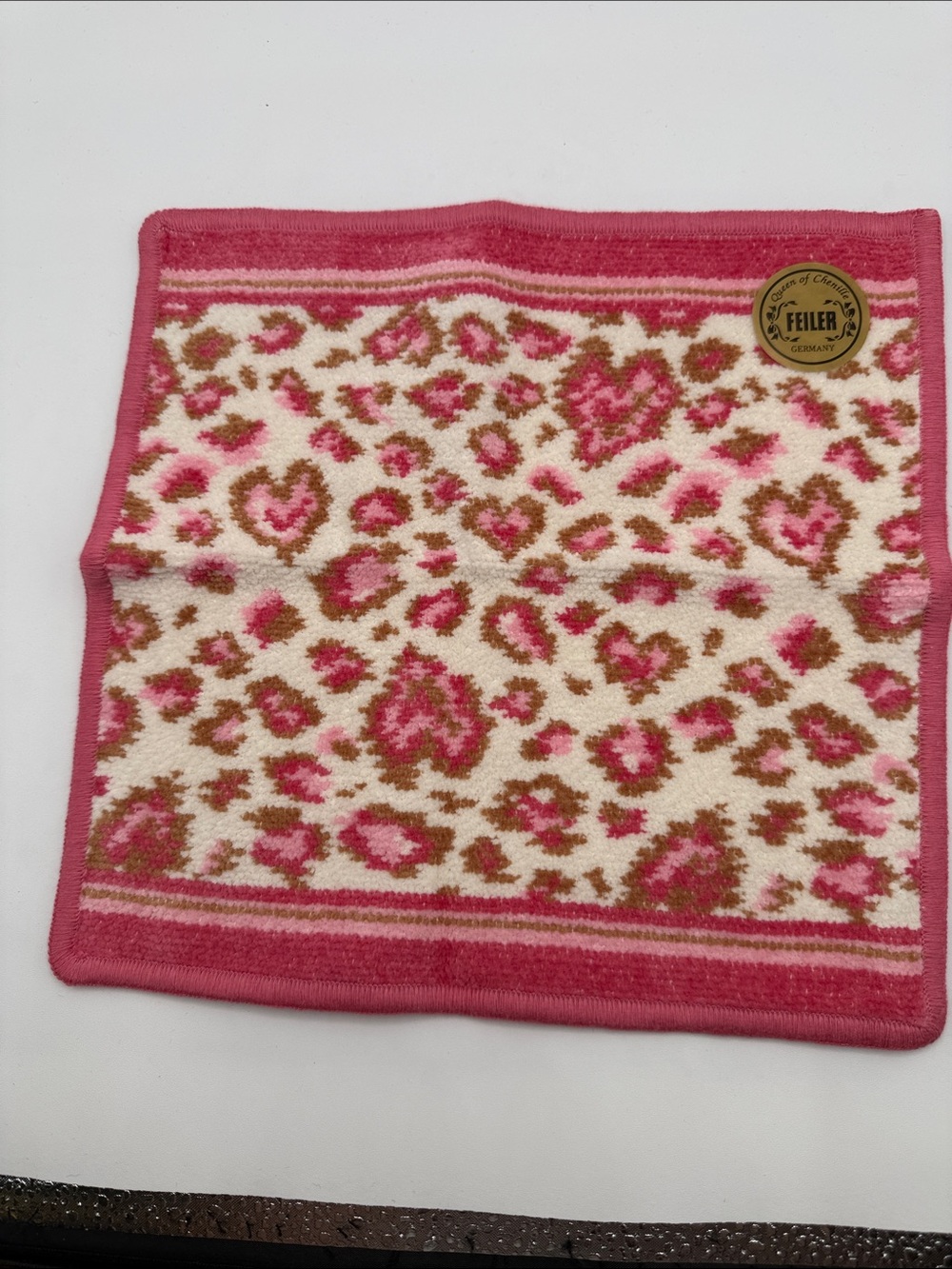 FEILER Handkerchief/hand towel 100% Cotton Floral Chenille 24.5cm Made Germany